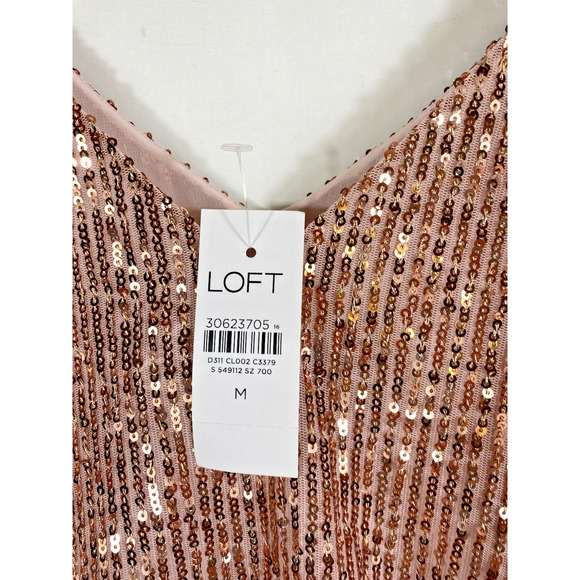 Loft Tank Top Size Medium NEW Pink Sequin Party Showgirl Core Glam Holiday - Picture 8 of 12